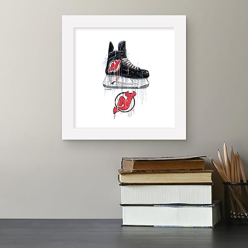 Miniatura 4 de Trends International Gallery Pops NHL New Jersey Devils - Arte de pared de patín de goteo, versión enmarcada blanca, 12 x 12 pulgadas