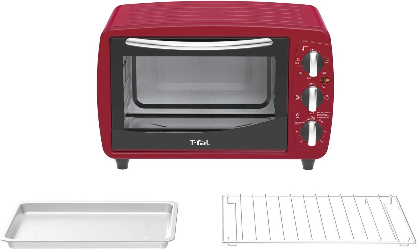 T-FAL Horno Eléctrico OF32A5MX Multifuncional de 18L donde podrás hornear,  tostar, Asar, color Rojo : Amazon.com.mx: Hogar y Cocina