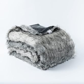 BATTILO HOME Faux Fur Throw Blanket Large Grey 150x200cm Luxury Fuzzy Warm Cozy Fluffy Fur Blanket for Bed, Sofa, Couch Home Decor