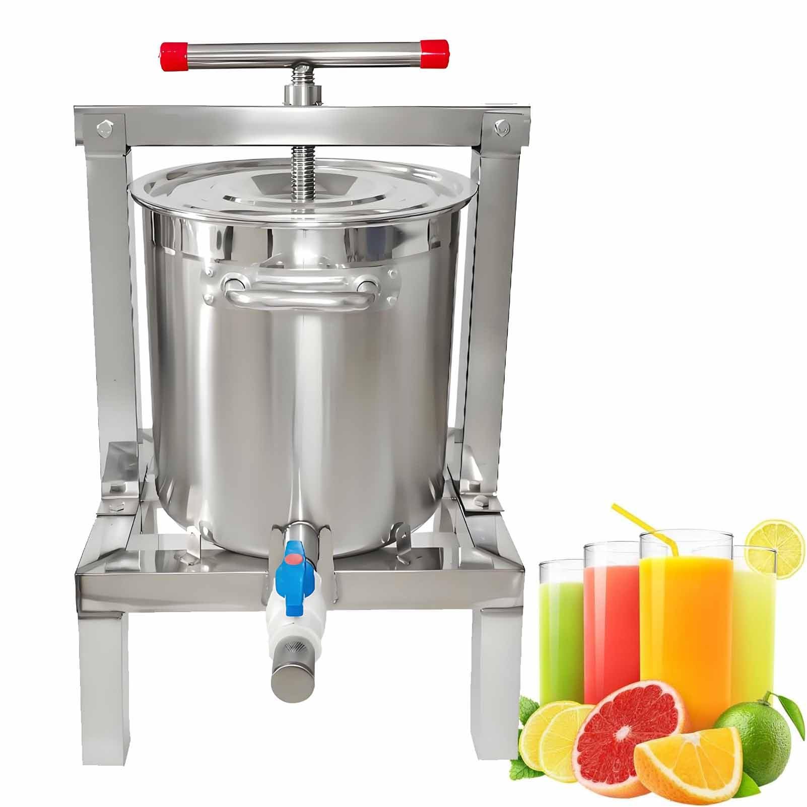 DNEPEI All-in-One Fruit & Honey Press – 10L Stainless Steel Manual Juice Maker with T-Handle, Suitable for Wine, Cider, Cheese, Beeswax, and Olive Oil, Strong and Stable Base 201
