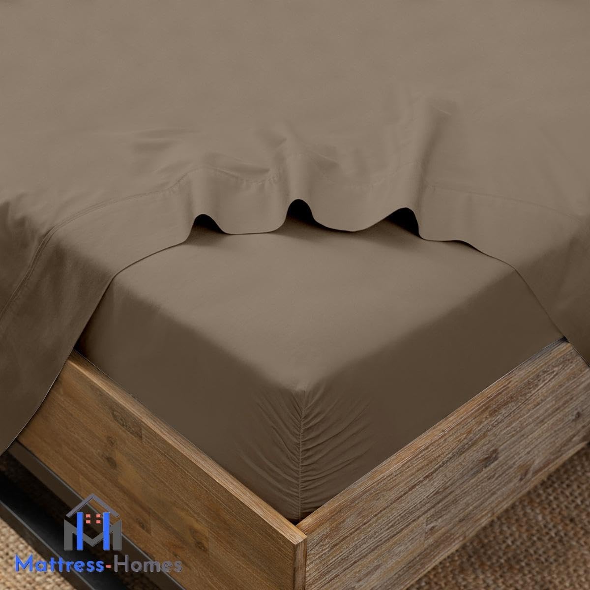 Mattress-Homes Split Head Flex King Sheet Set, 1800 Ultra-Soft Microfiber Bed Sheets, Double Brushed, Deep Pockets, Easy Fit, 4 Piece Set, FlexTop Bedding Sheets Top Split King 34", Taupe