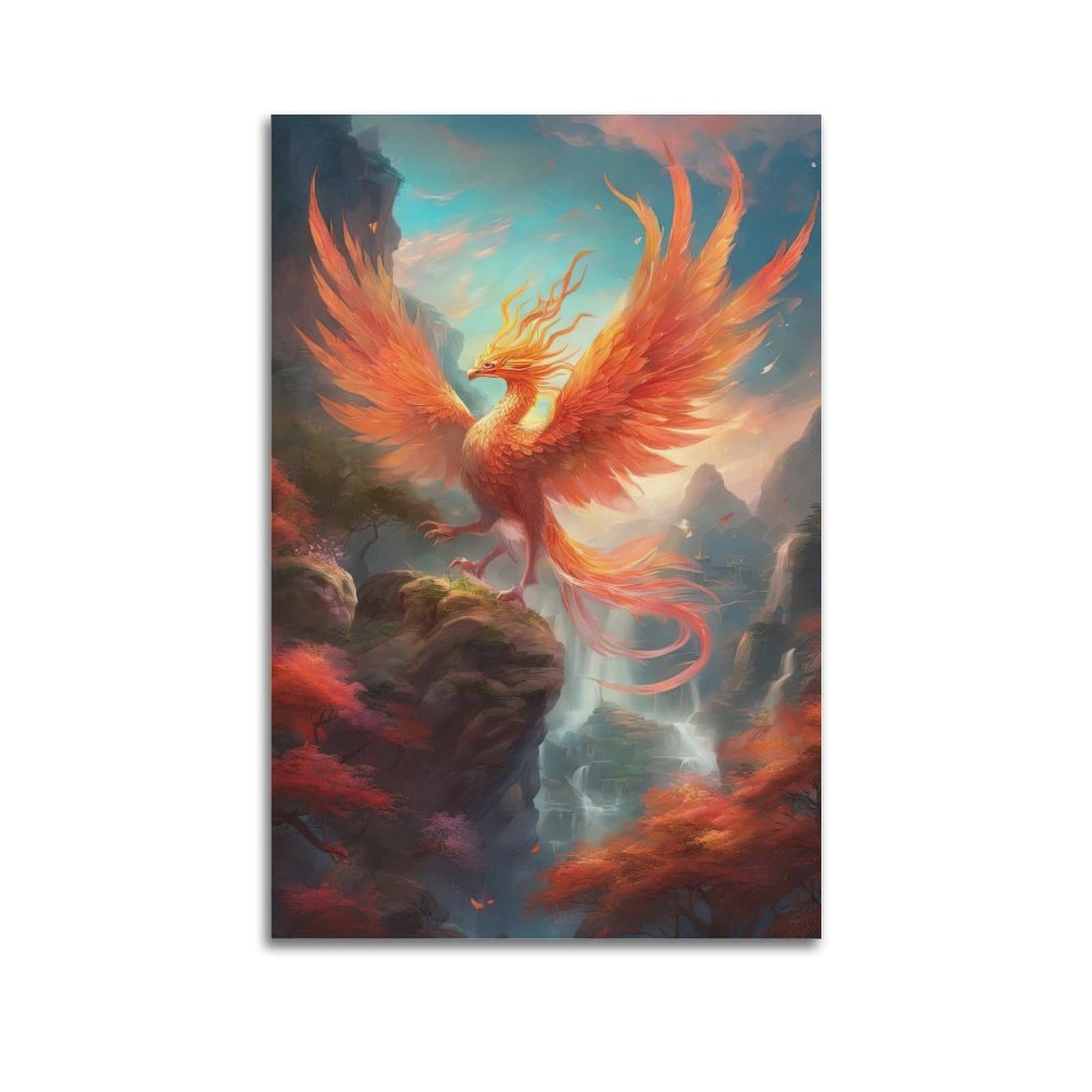WPHSFX Bird Posters Resurrection Phoenix Poster Decorative Painting Canvas Wall Posters And Art Picture Print Modern Family Bedroom Decor Posters 20x30inch(50x75cm)