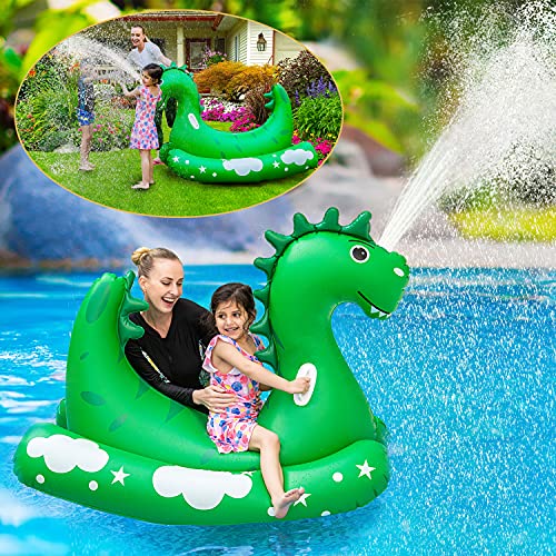 Inflatable Pool Float for Kids Adults - Kids Sprinklers Pool Toys Ride-on Dinosaur Splash Pool Raft with 2 Handles, Summer Swimming Pool Party Toys, Spray Water Toys for Outdoor Lawn Backyard Inflatable Pool Float for Kids Adults - Kids Sprinklers Pool Toys Ride-on Dinosaur Splash Pool Raft with 2 Handles, Summer Swimming Pool Party Toys, Spray Water Toys for Outdoor Lawn Backyard