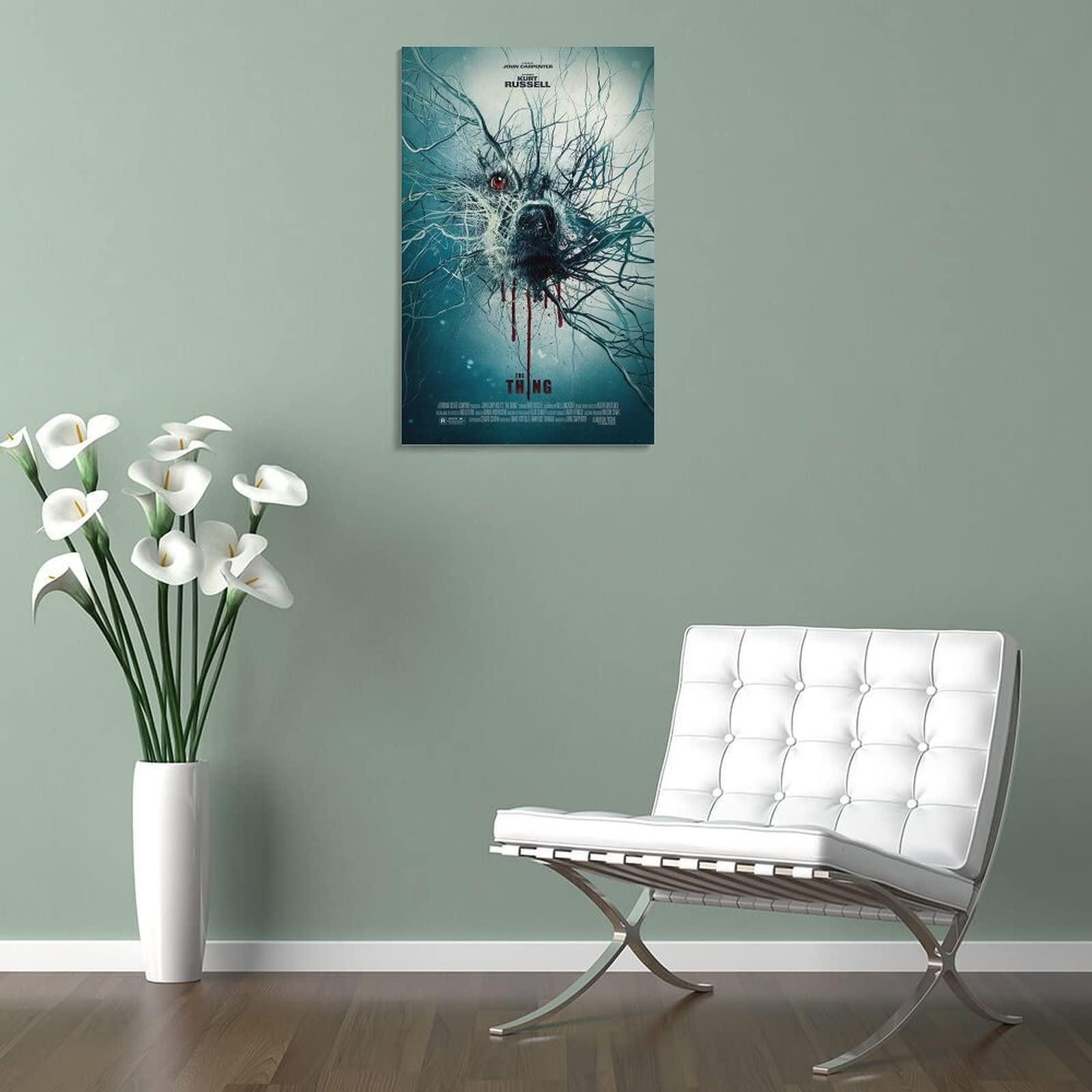 Póster de película de terror The Thing para habitación, póster de arte estético y arte de pared, póster moderno para decoración de dormitorio familiar, 16 x 24 pulgadas (40 x 60 cm)