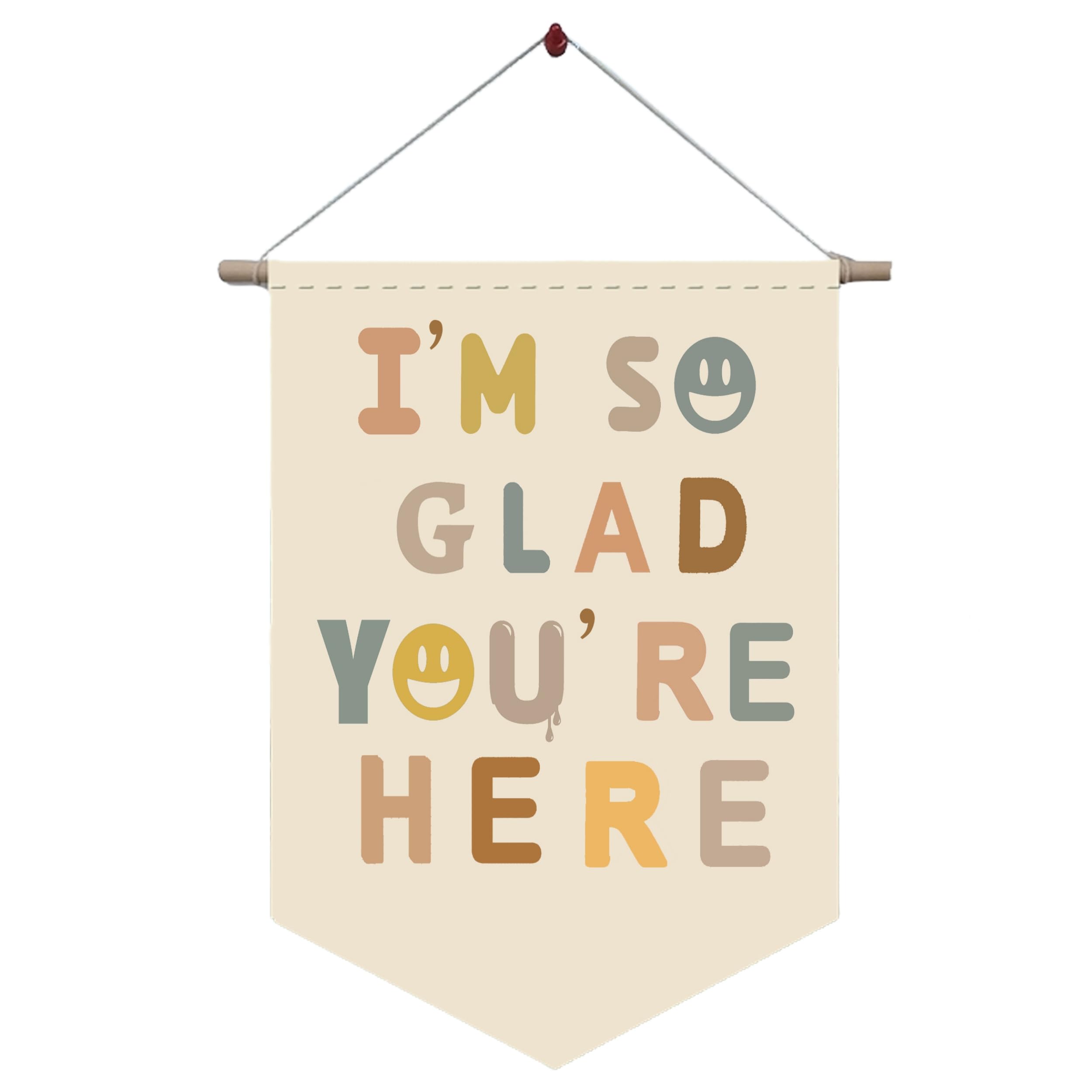 MEINESQISA Welcome Sign For The Office Hanging Flag Banner Classroom Decorations Classroom Must, I'M So Glad You'Re Here, Wall Decoration Welcome Gift Birthday Christmas Gift