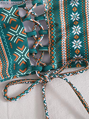 Floerns Women's Boho Two Piece High Waist Bathing Suit Bandeau Swimsuit3