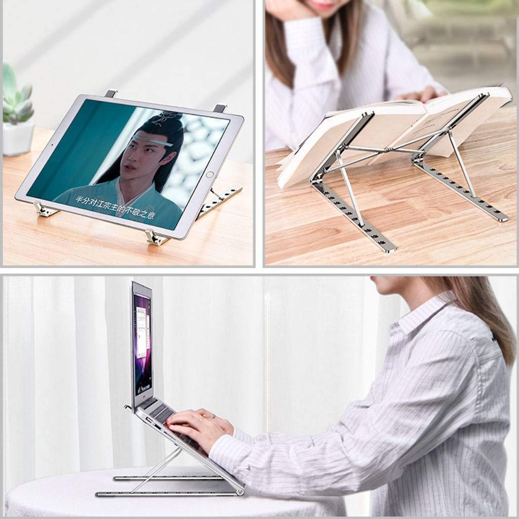 Supporto per Laptop, Supporto per Laptop Portatile Regolabile Supporto Multifunzione per Riser in Alluminio Pieghevole Adatto per Laptop da 11-17 Pollici Tablet Notebook-Grigio