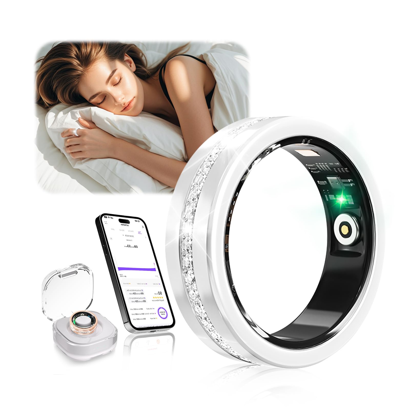 2026 NO.1 Smart Ring【2.5g Ultralight - 11x Lighter Than Smartwatch】【JZ 5.1-Al Nano Monitoring - 0.1%± Error】 24h Health Monitoring, Without Subscription, 5-10 Day Battery - Smart Ring for iOS/Android