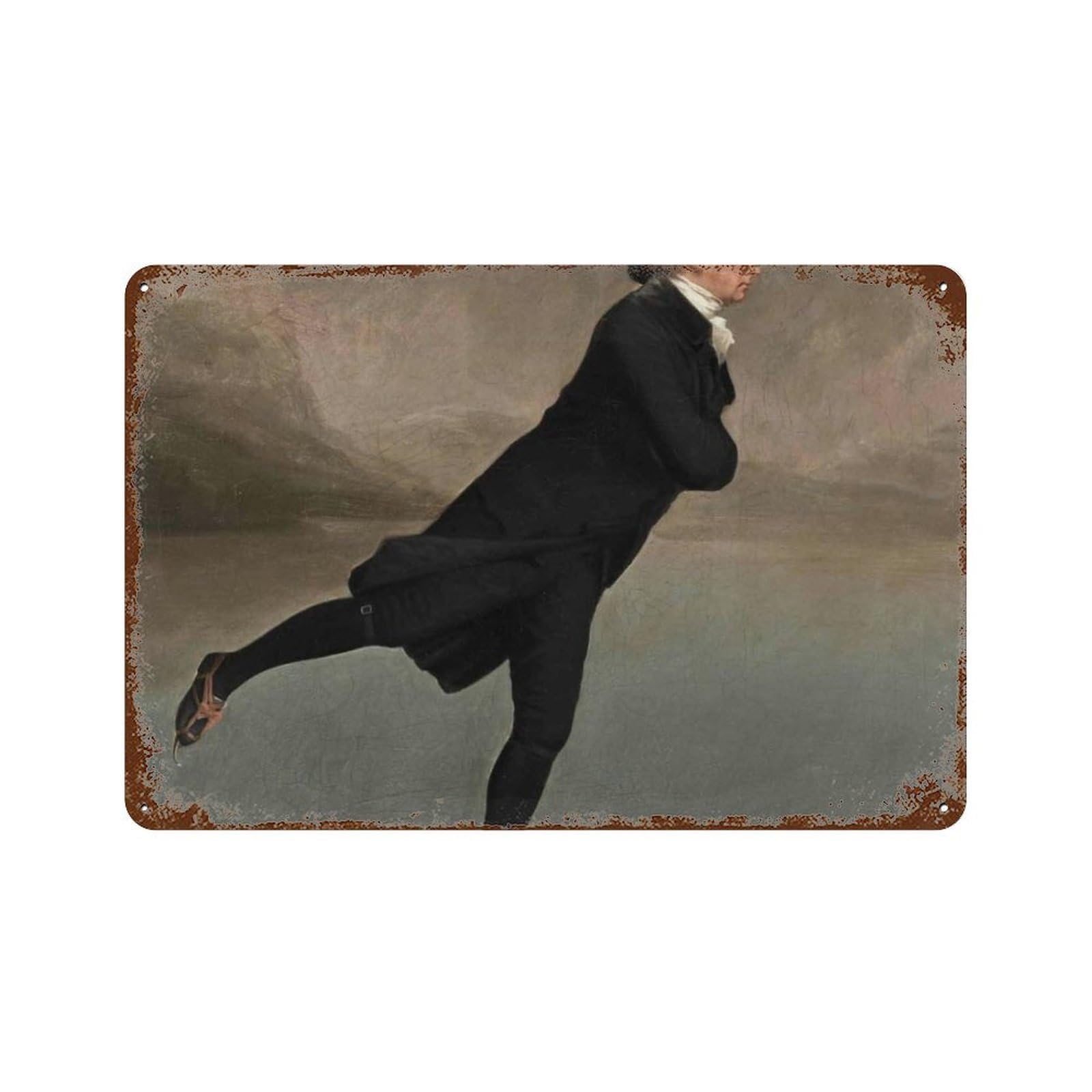 xiaoxiaoshen Gentlemen's Ice Skating, Retro Dark Winter Theme Wall Decor Art Metal Tin Poster Modern Home Decor Art Home Bar Shop Decorations Vintage Sign 20x30cm