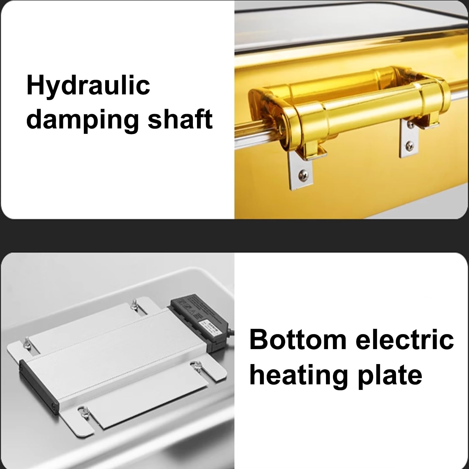 Chafing Dish Electrico de Acero Inoxidable Calentador de Buffet Eléctrico con Control de Temperatura y Tapa de Cristal Transparente para Buffet de Catering(9L/3)