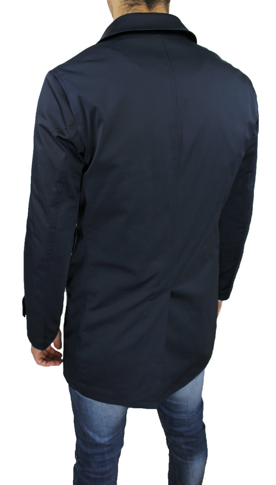 Giaccone Soprabito Uomo Blu Scuro Invernale Casual Elegante Giacca Trench Nuovo Sartoriale