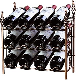 IREANJ Stojaki wina 12 Wino Wyświetlacz Rack Butelki Półka Do przechowywania Wobble, 42 * 44 * 20cm Składane stojaki Uchwyt do butelek wina(kolor: brązowy, rozmiar: 42x44x20cm) Stojaki wina