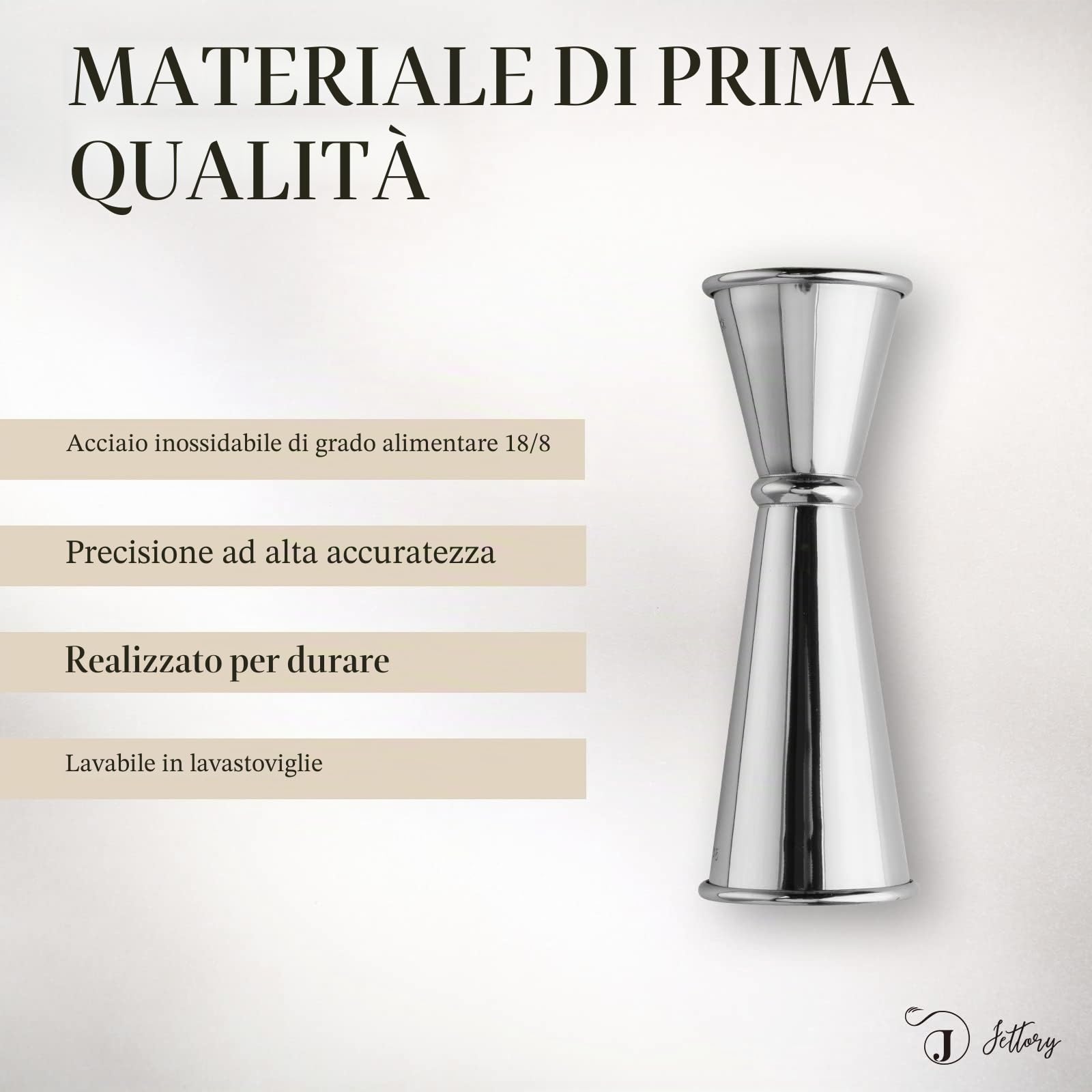 Jigger | Jigger Giapponese 1oz / 2oz con Misure Interne | Jigger per Cocktail in Acciaio Inox 304 per Bartending | Strumento Professionale per Bar (Argento)