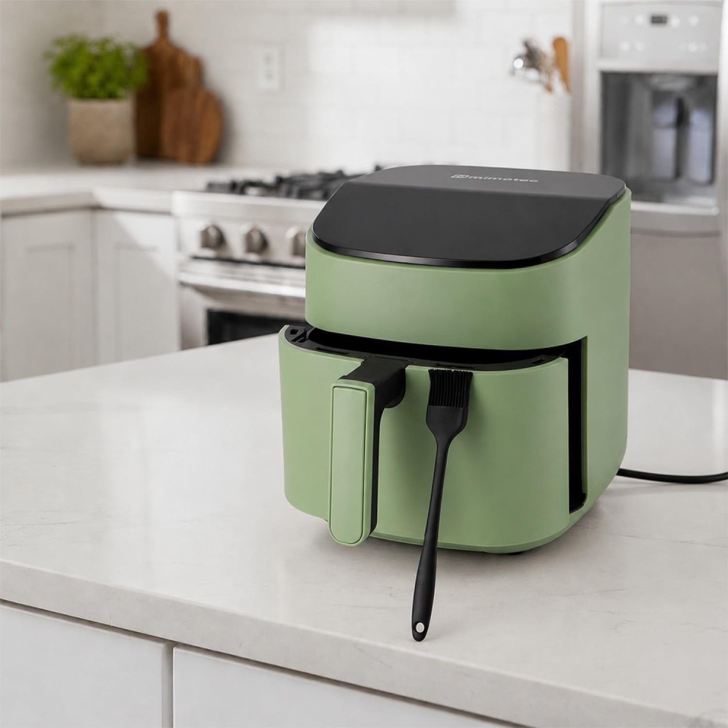 M mimotec – Air Fryer Green Sara Touch 6,5L, bezolejowa frytkownica powietrzna, 1600W, 8 menu cyfrowe, ekran dotykowy, funkcja grilla, regulowany timer, temperatura 80-200 °C, zdrowa kuchnia