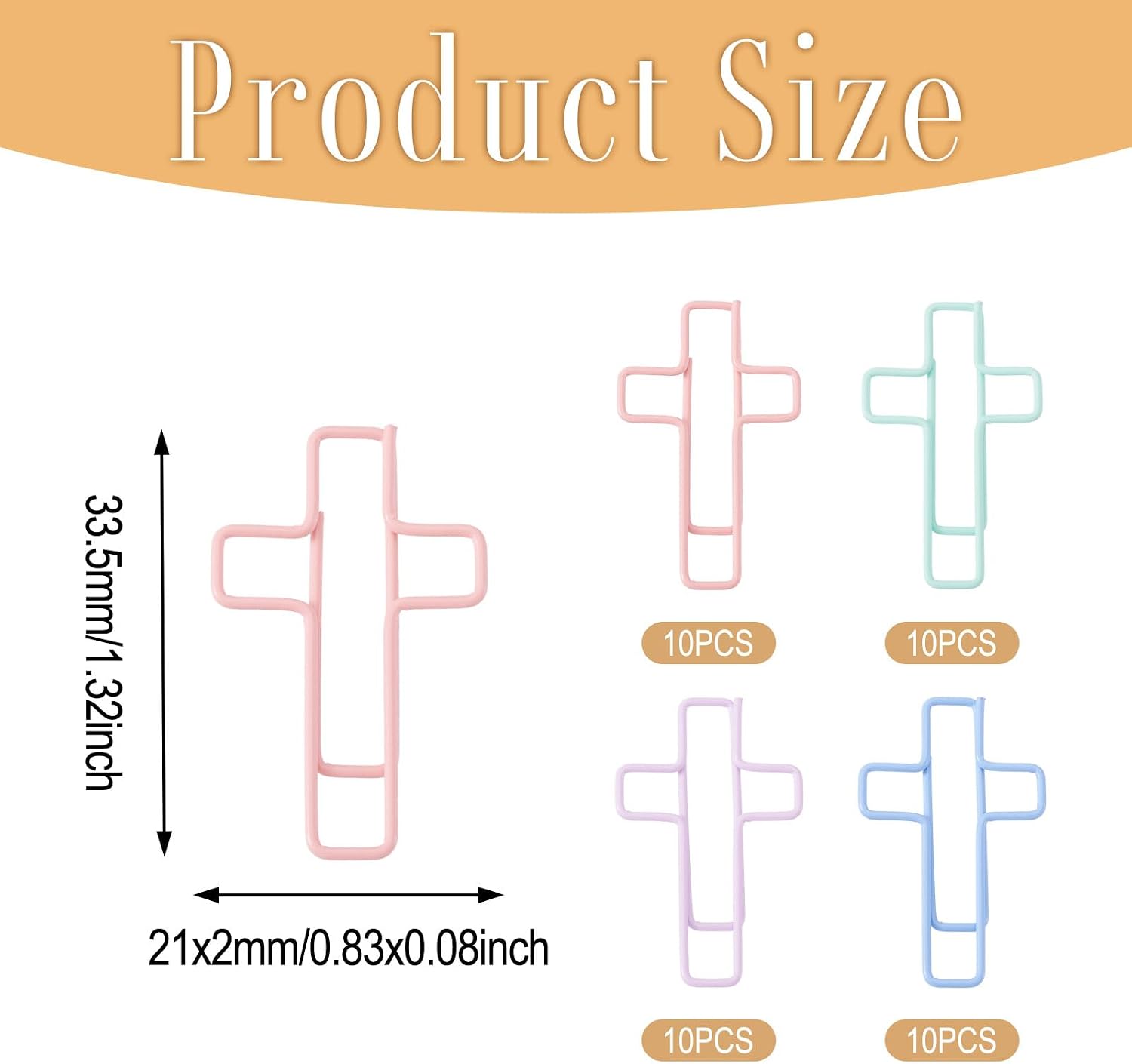 FASHEWELRY 80Pcs Colorful Cross Paper Clips Clamps Cute Paperclips Bible Study Christian Journaling Supplies for Bookmark Office Document Note Organizers Decoration Crafts image 3