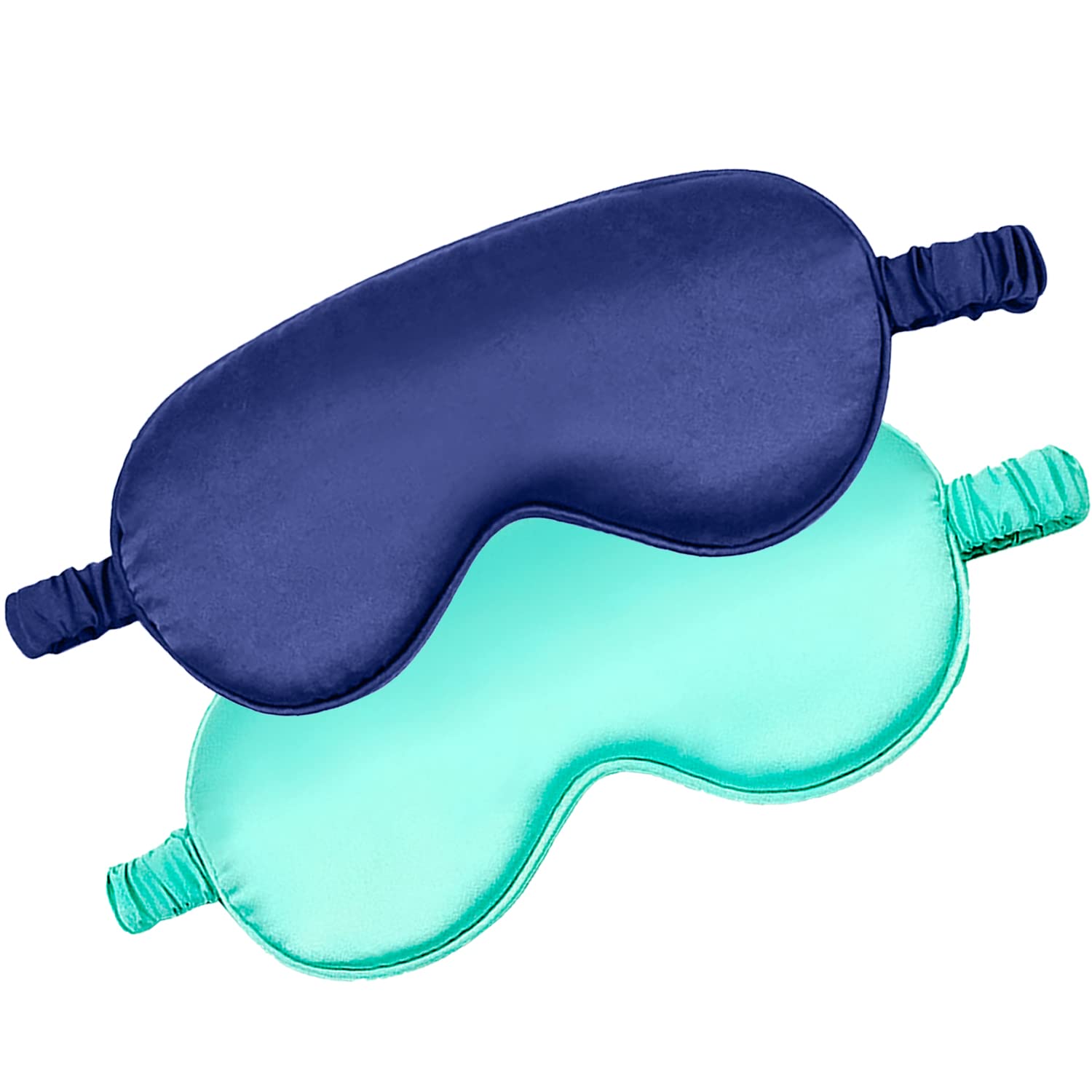 Mascherina per occhi per dormire, unisex, confezione da 2, 100% vera seta di gelso naturale, con cinturino regolabile, per dormire, viaggi, pisolini (blu navy e verde chiaro)