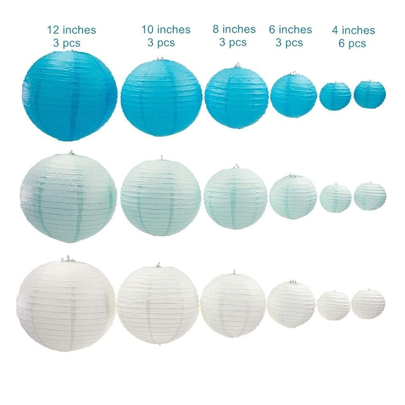 Laternenfest 18 Packungen 4 "-12" weiß blau hellblau chinesischer Papier Laterne Laterne chinoise lampion Hochzeit Laterne Papier for Mariage Party