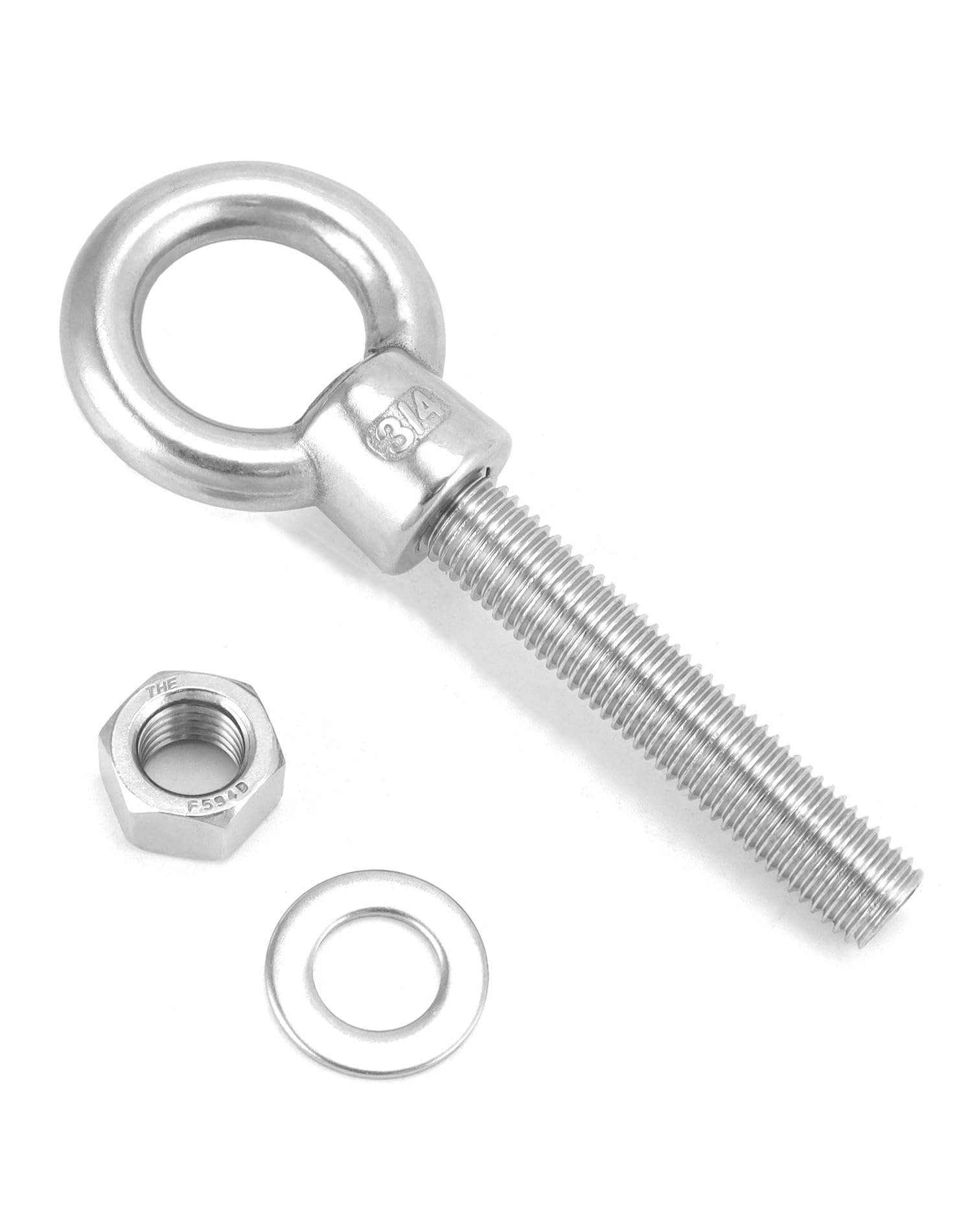 QWORK Pernos roscados, paquete de 5 pernos de ojo de hombro de acero inoxidable de grado marino de 3/4 x 4 pulgadas de largo