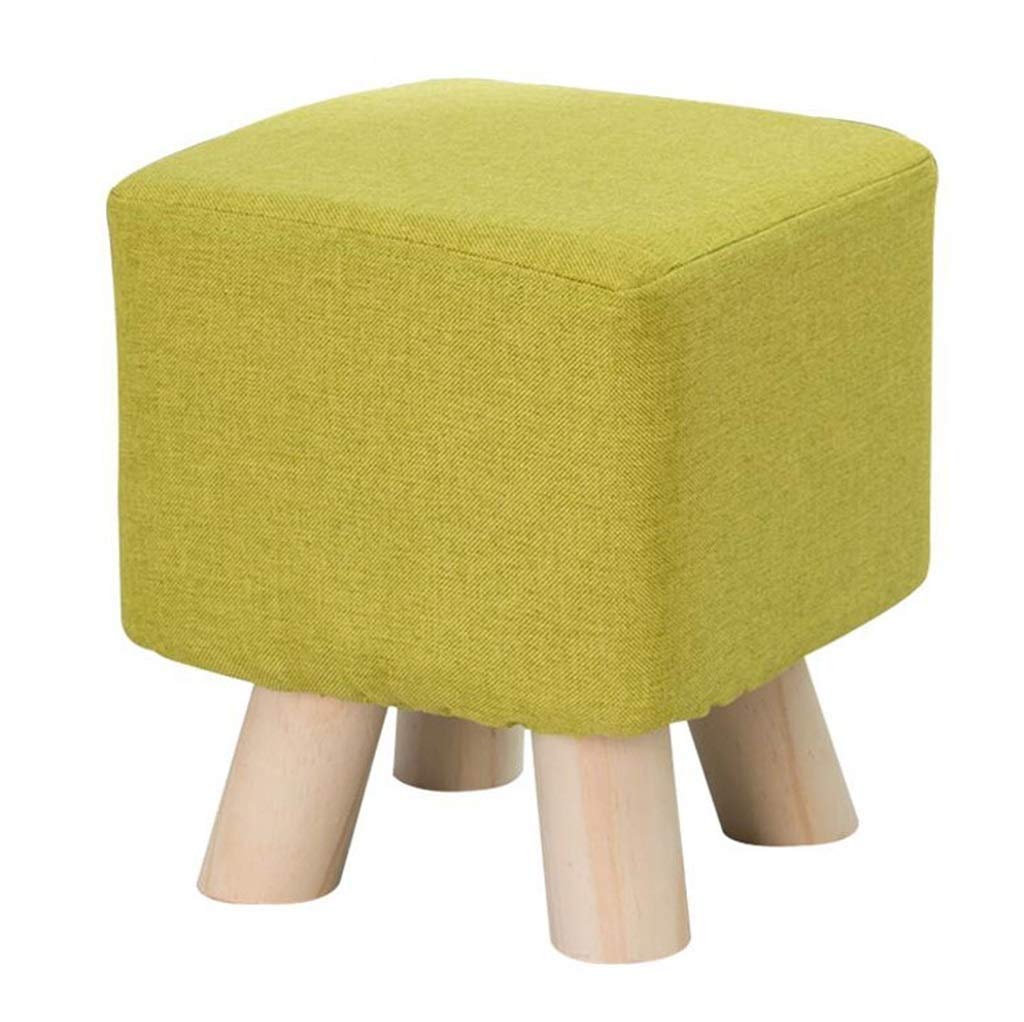 Repose-pieds pouf vert 26x26x28 cm avec 4 pieds en bois stable
