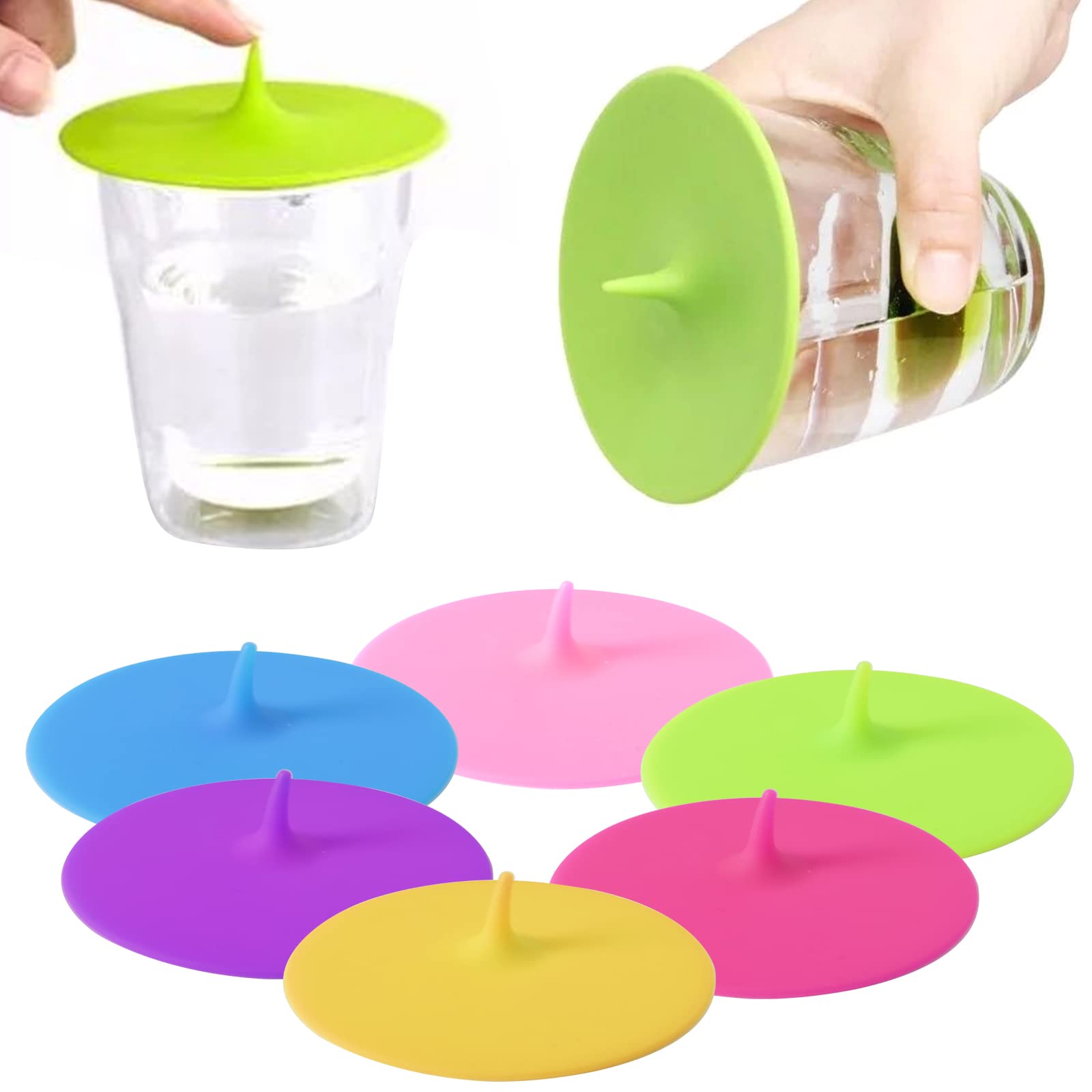 Disnace 6 Stücke Silikon Deckel für Tasse, Silikondeckel für Trinkgläser, Silikon Glasabdeckung Anti Staub, Silikondeckel Wiederverwendbarer Glas, Bunt Becher Deckel für Kaffee Mug Bierkrug (10cm) Küche, Haushalt & Wohnen