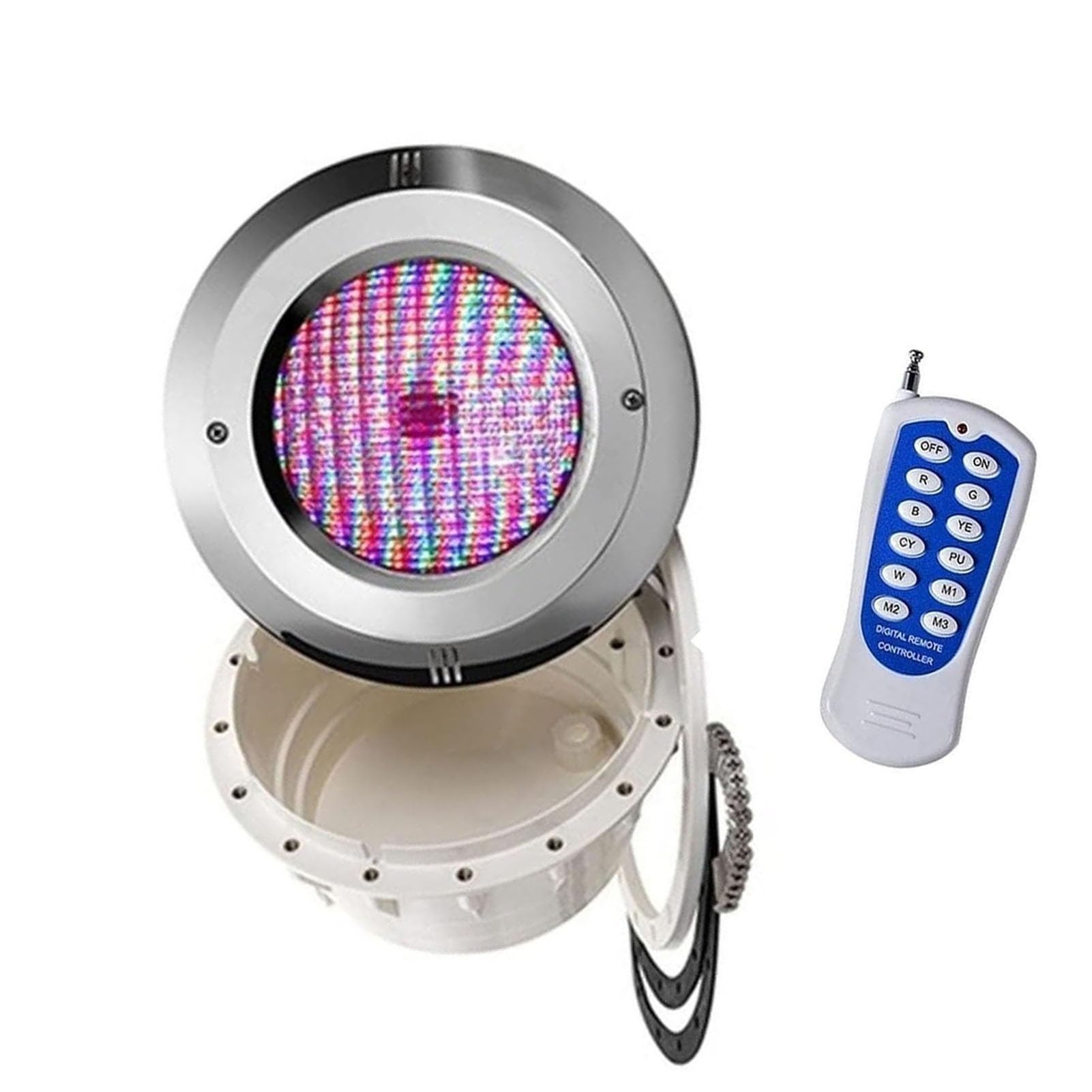 QICBYING Underwater Pond Spotlight - LED Pool Lights With Niche PAR56 Stainless Steel Material 12V AC IP68 Recessed Underwater Lamp For Swimming Pool With Film Type Waterproof(18w)