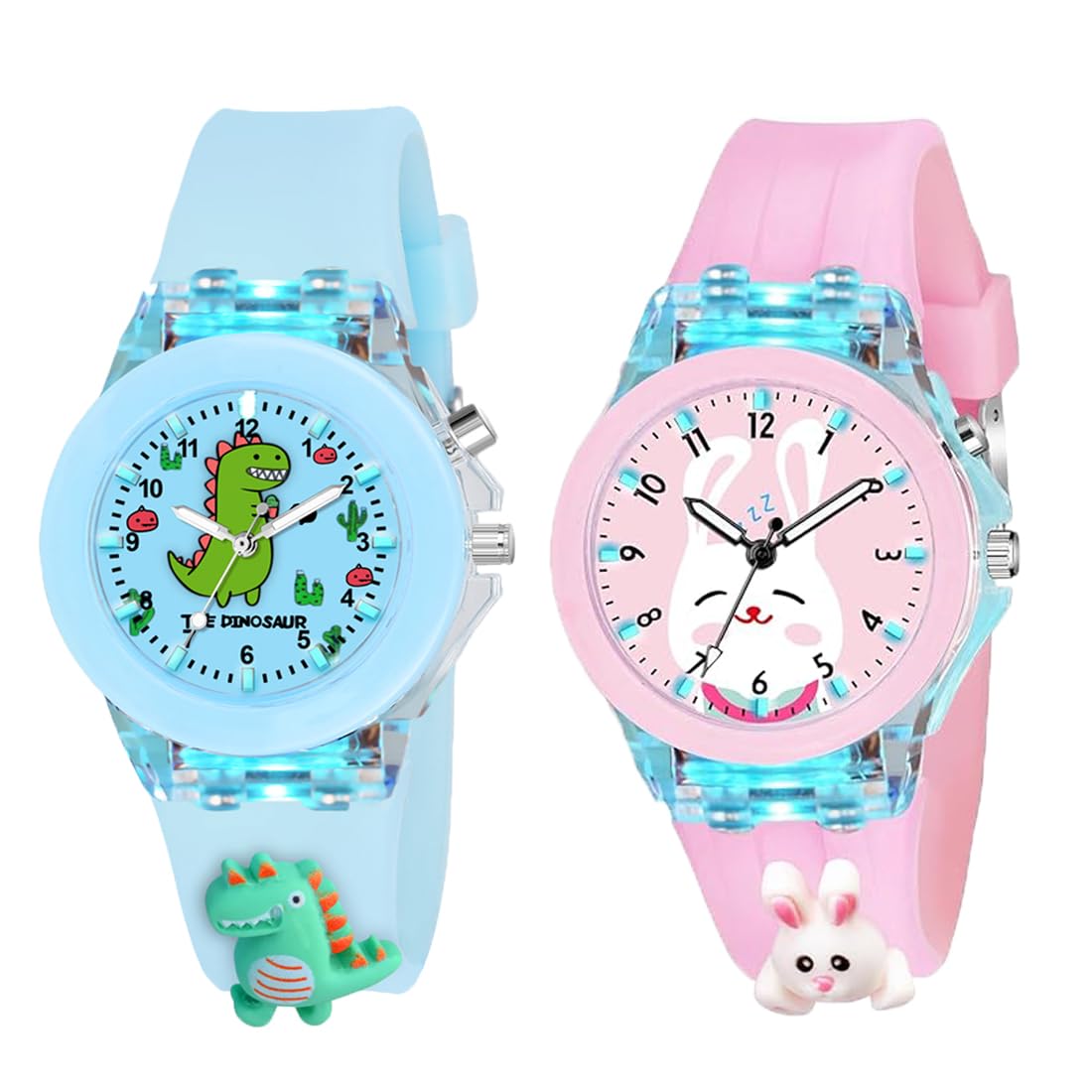 Goldenize Fashion Kids Analog Multicolour Glowing Disco Light Dial Watch for Boys & Girls Age Above 5 Years with 3D Cute Cartoon Analog Watch for Girls-Boys (RABIT-Dinosaur) (B0CS3PY51M) Amazon Price History, Amazon Price Tracker