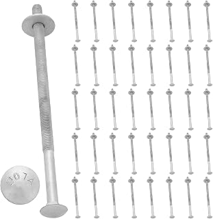 Therwen 80팩 1cm(3/8인치) x 20.3cm(8인치) 캐리지 볼트 키트 307A 1.3cm(1/2인치) USS 플랫 와셔 및 육각 너트 핫 딥 아연 도금 등급 15.2cm(6인치) 스레드 길이 13Tpi 캐리지 볼트 키트 나무 데크 펜스 정원용