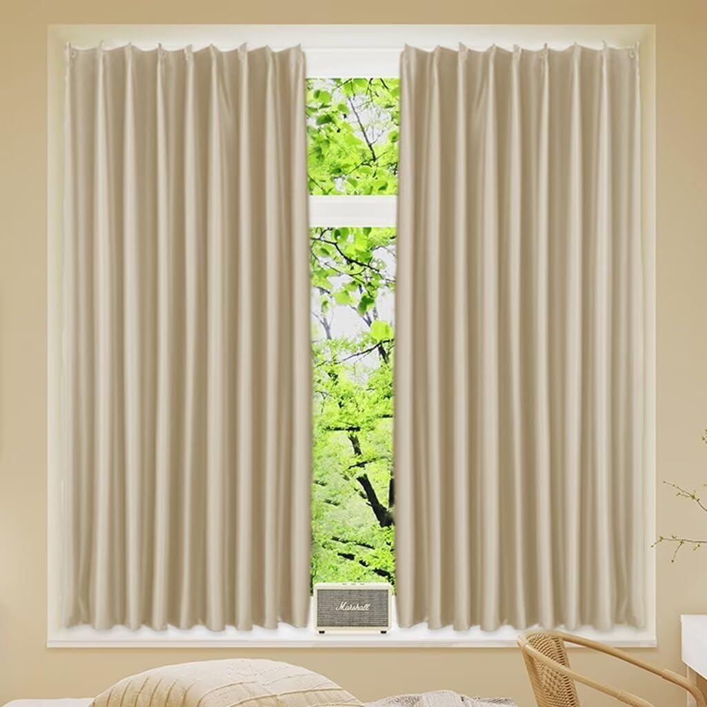 カーテン　オーダーメイドカーテン　遮光　断熱 節電効果 減音 ベージュ　フック カーテン オーダーメイドカーテン 遮光 断熱 節電効果 減音