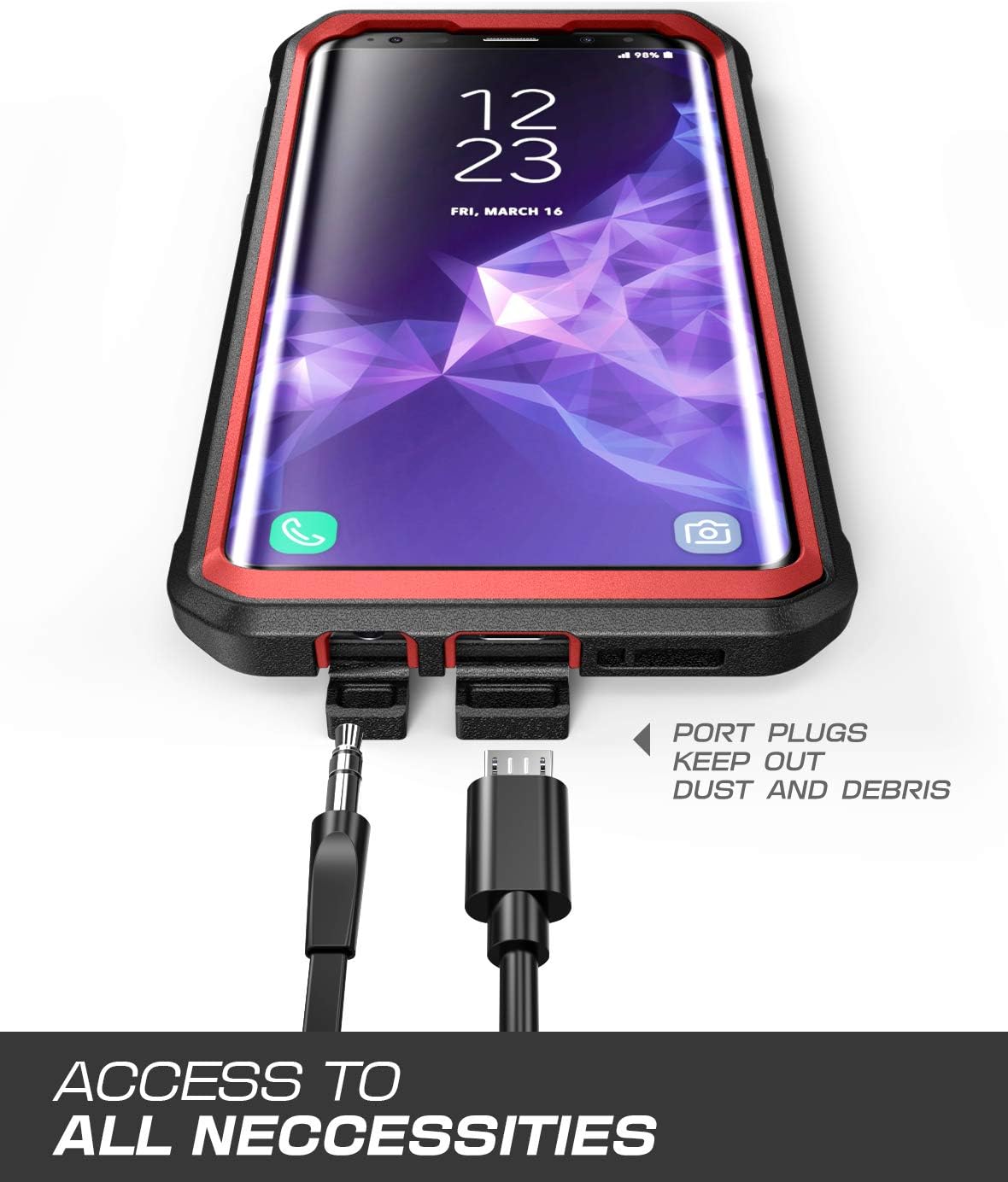 Best Seller SUPCASE Unicorn Beetle Pro Series Case Designed for Samsung Galaxy S9+ Plus, with Built-in Screen Protector Full-Body Rugged Holster Case for Galaxy S9+ Plus (2018 Release) (MetallicRed)