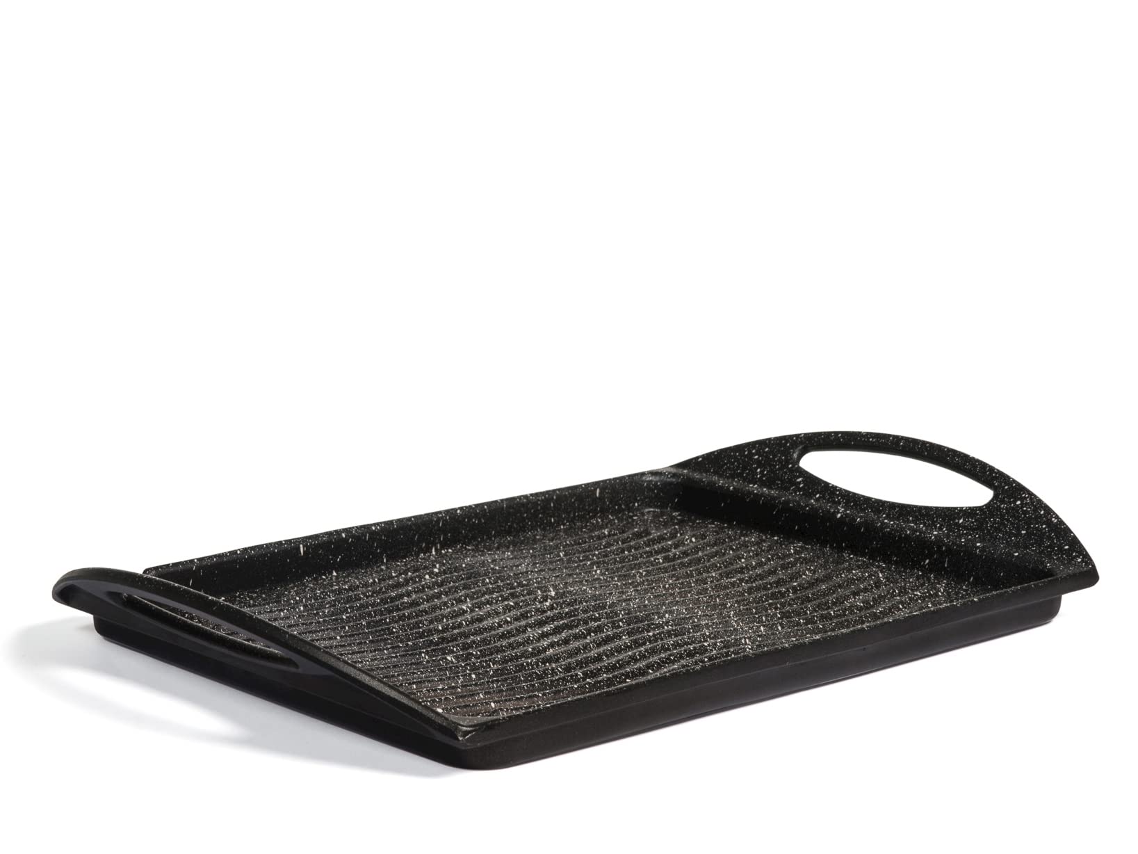 H&H Piastra Rigata Antiaderente Pietra 34X26 Pentole E Preparazione Cucina, Antracite, 34 cm