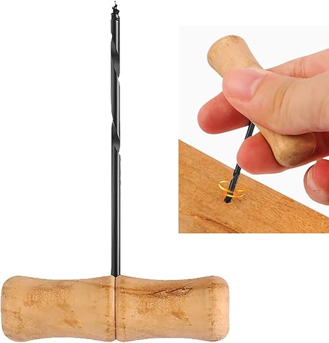 Taladro manual de mango de madera en forma de T en espiral para carpintería, agujero de escariado, perforación, modelo de plástico, talla de