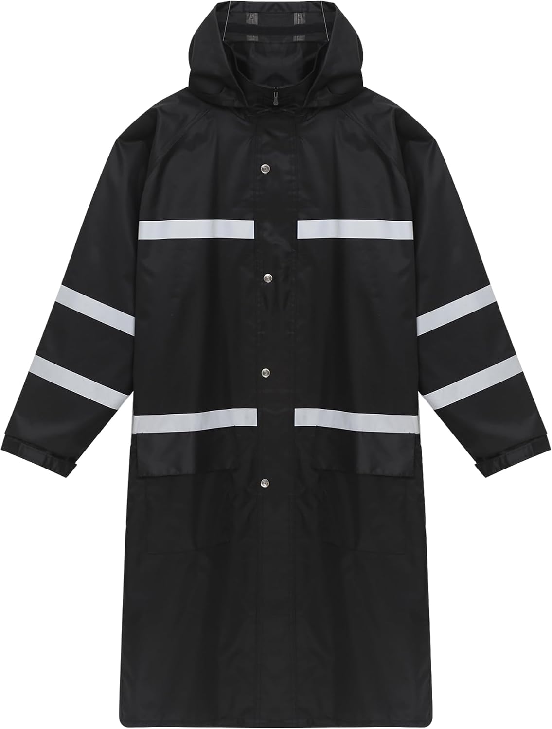 TiaoBug Men's Long Hooded Safety Rain Jacket Poncho Lightweight Waterproof Emergency Raincoats Rainwear