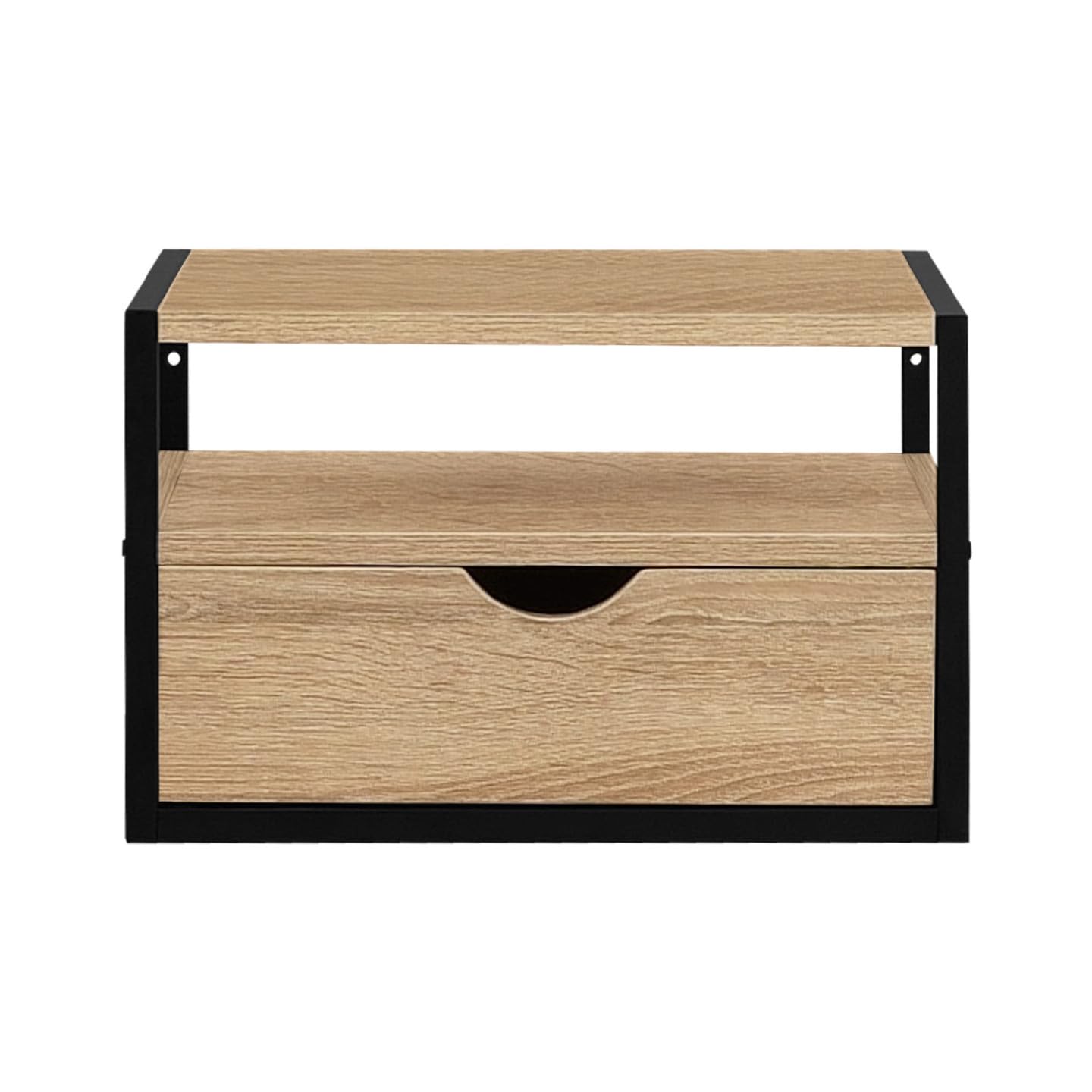 IDMarket - Juego de 2 mesillas de noche Detroit, 1 cajón + 1 estante suspendido, diseño industrial