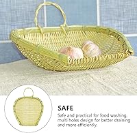 Vista 5 de Cabilock Cesta de drenaje de bambú, cesta tejida de bambú, cesta de tejido de mimbre, colador de almacenamiento de alimentos, organizador