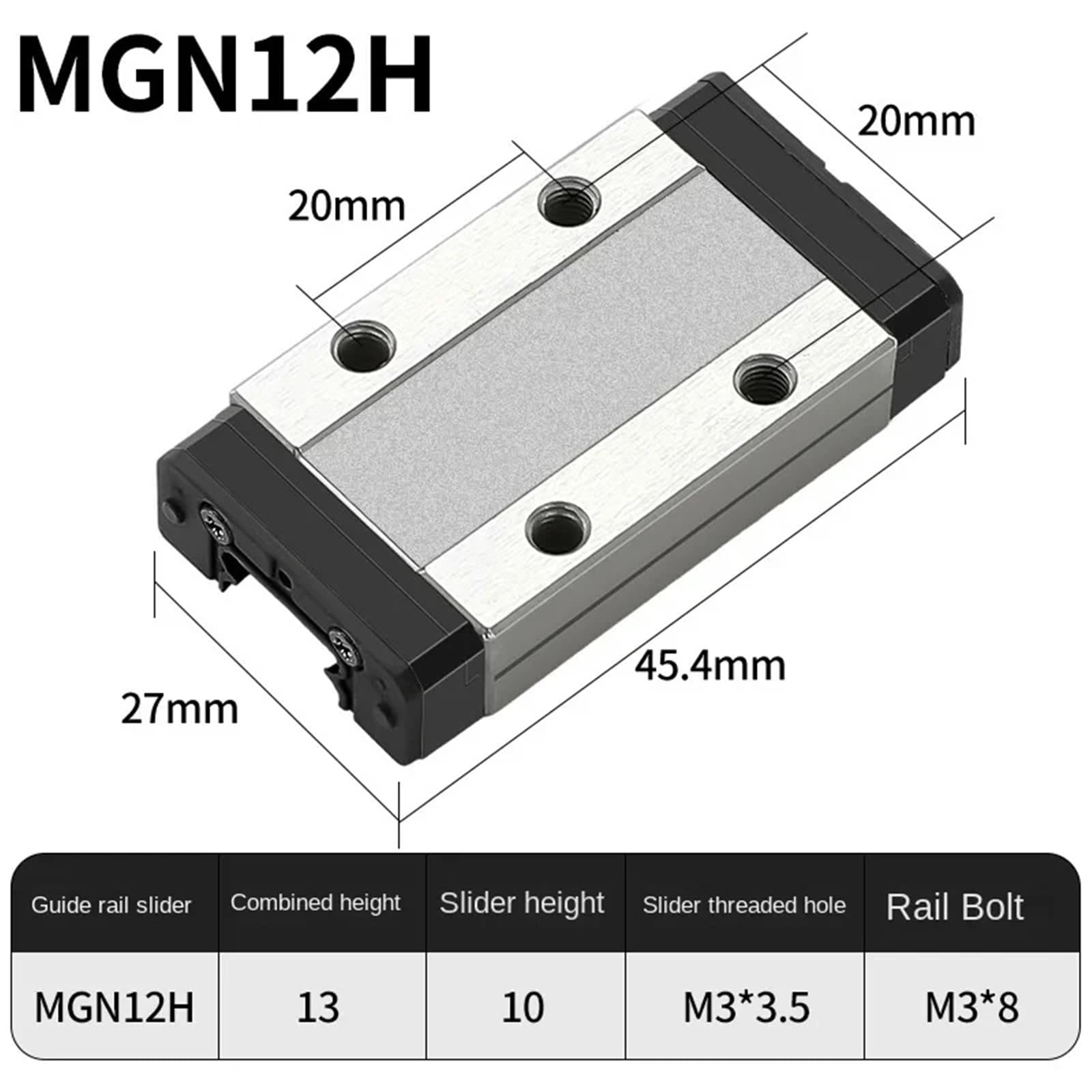Prowadnica liniowa + wózek MGN12H, miniaturowa szyna ślizgowa do drukarki 3D (80mm)