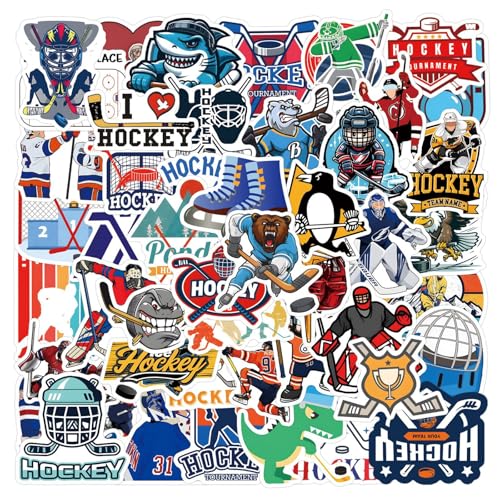 50Pcs Ice Hockey Stickers, Waterproof Stickers for Water Bottle Laptop Computer Phone Bumper Water Bottles Computer Hard Hat Car Stickers Decals (Hockey)