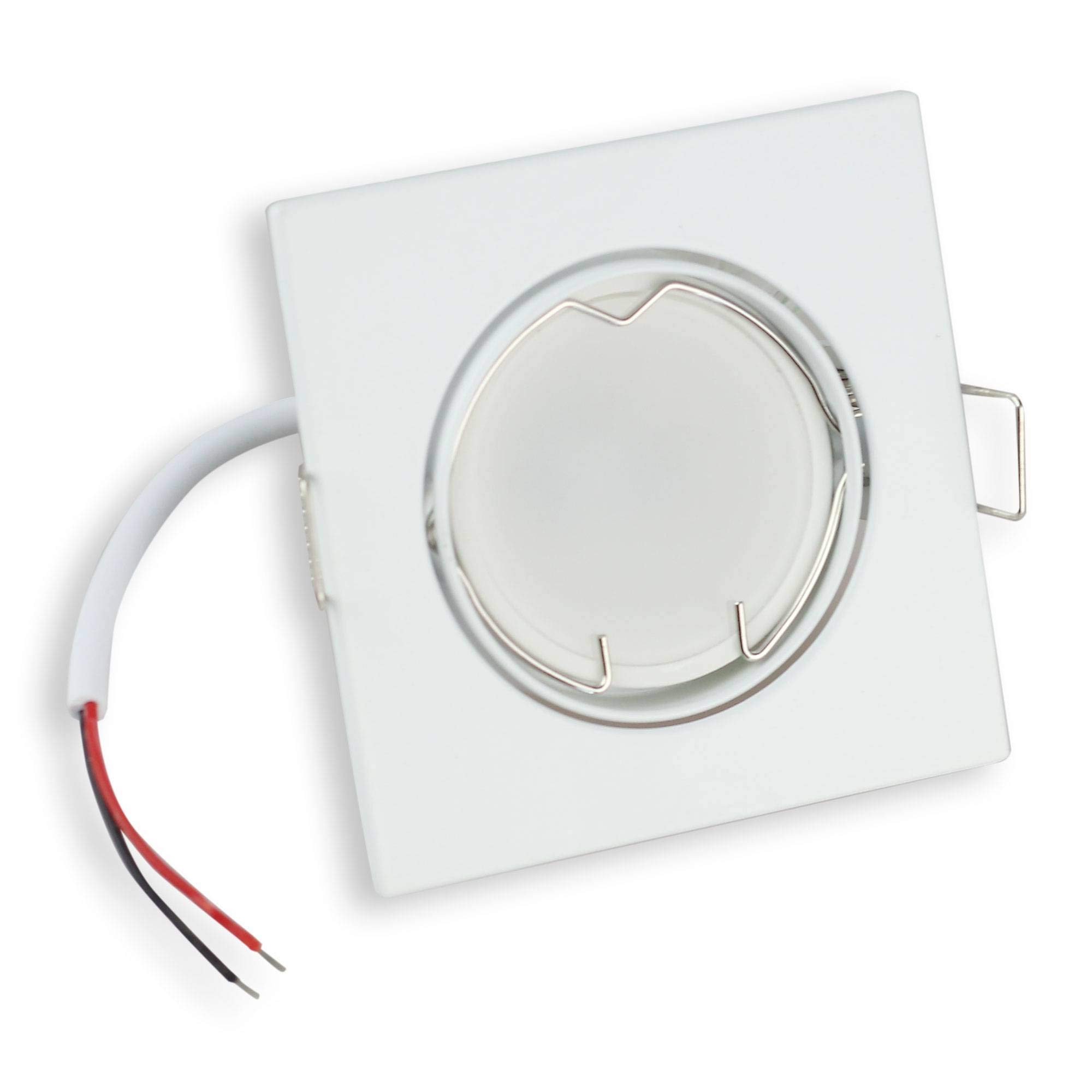 Juego de 10 focos LED empotrables (6,5 W, 230 V y orientables, rectangulares y superplanos, de aluminio, 6,5 W, 5 mm, orificio de perforación de 5 mm), color blanco neutro