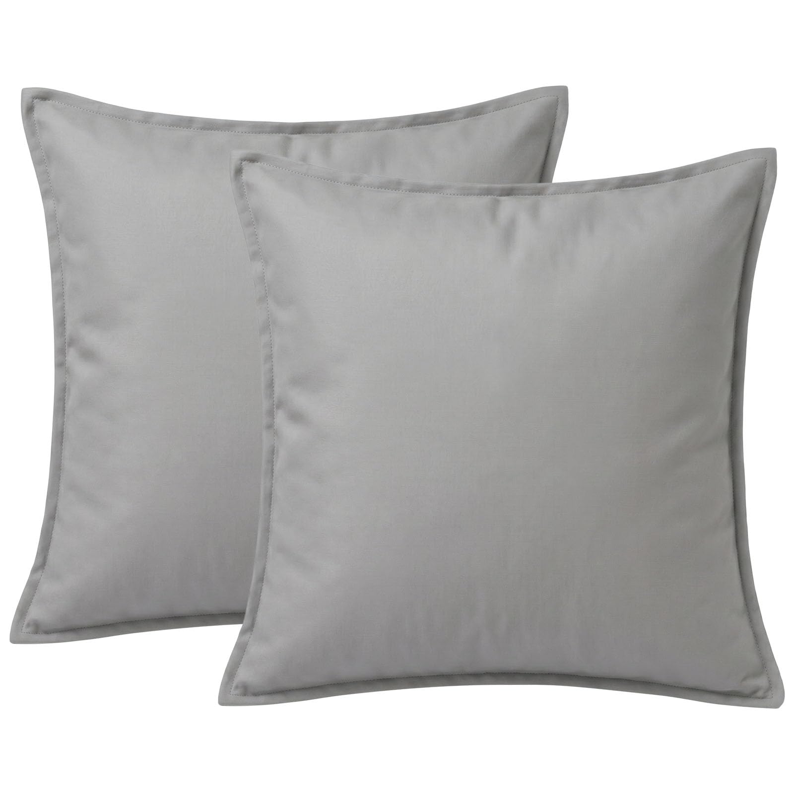 2 Pack Waterproof Outdoor Garden Scatter Cushions 60x60cm, Filled Seat Cushion Pads with Hollowfibre Filling & Invisible Zip, Decorative Throw Pillows 24"x24" for Rattan Sofa, Patio (Light Grey)