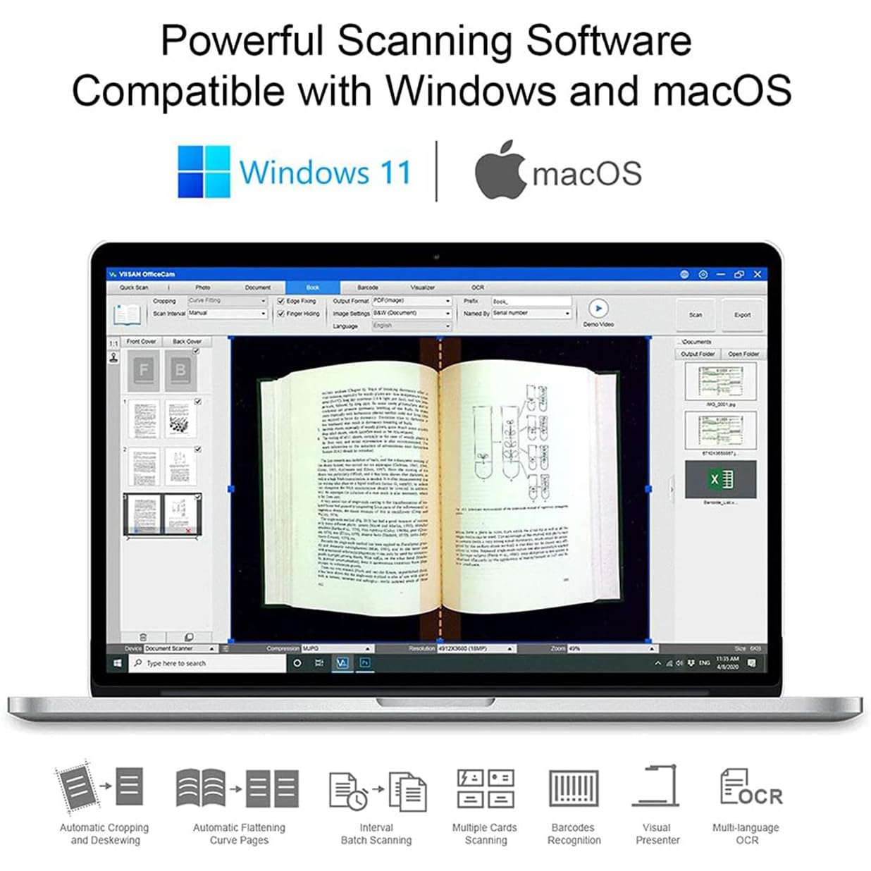 Escáner de libros de gran formato con tecnología de alta resolución y autoaplanamiento para digitalización de documentos