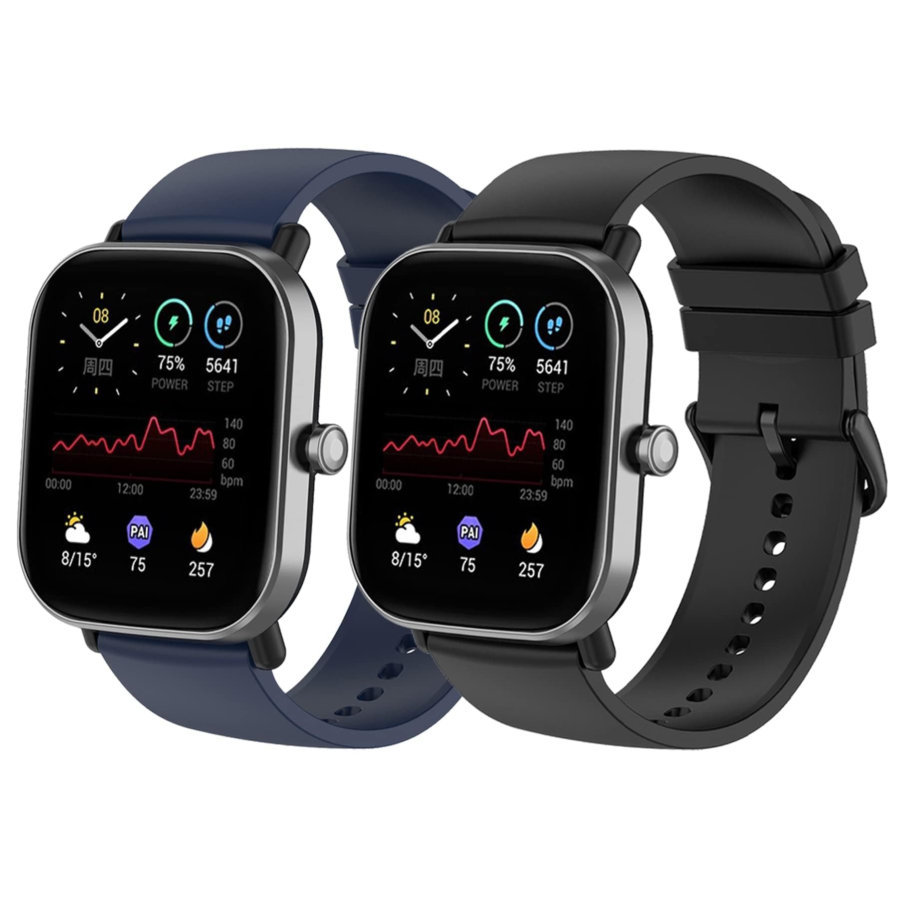 SenMore 2 Piezas Correas para Amazfit GTS - 20mm Silicona Pulsera Impermeable Correa de Repuesto para Amazfit Bip/Amazfit GTR 42mm /Amazfit GTS/GTS 3/2/2 Mini/2e