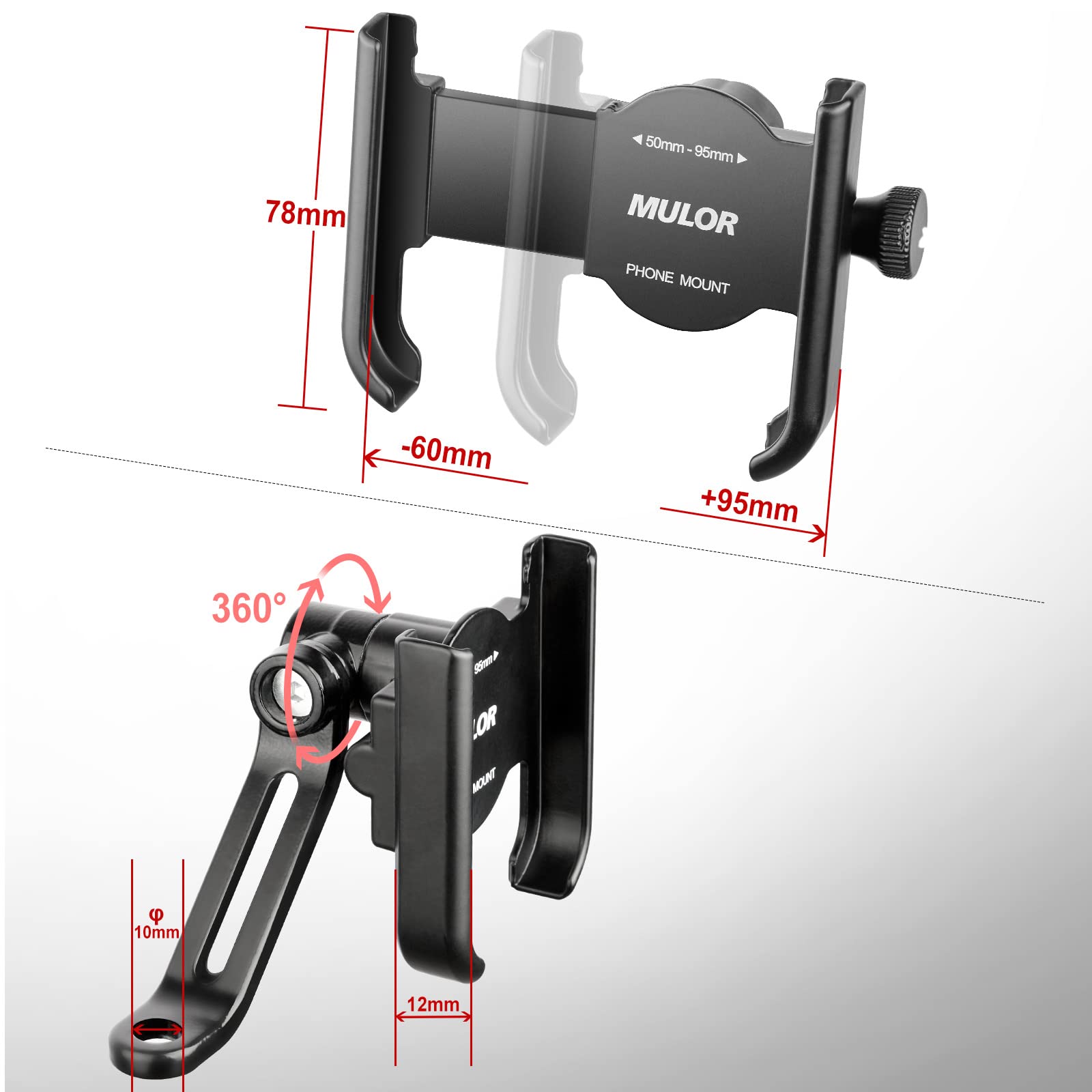 Porta Cellulare Moto Supporto Telefono per Specchio Retrovisore 360° Rotabile