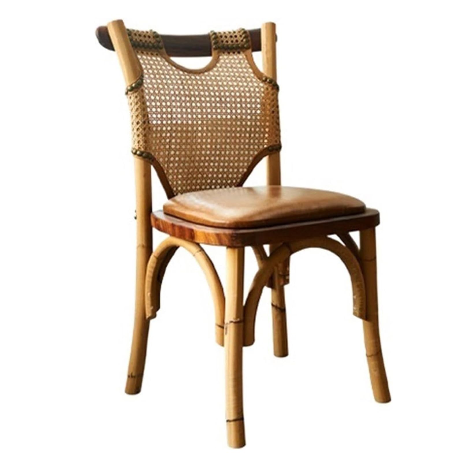 Chaise de salle à manger rétro esmen avec cadre en bois noble et dossier rotin