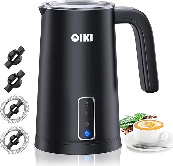GUGTTR Milk Frother, 4-in-1 Multifunction Electric Milk Steamer, Automatic Hot & Cold Foam Maker and Milk Warmer for Latte with 4 Whisks, Perfect Froth Foam for Coffee, More, and Espresso, Black