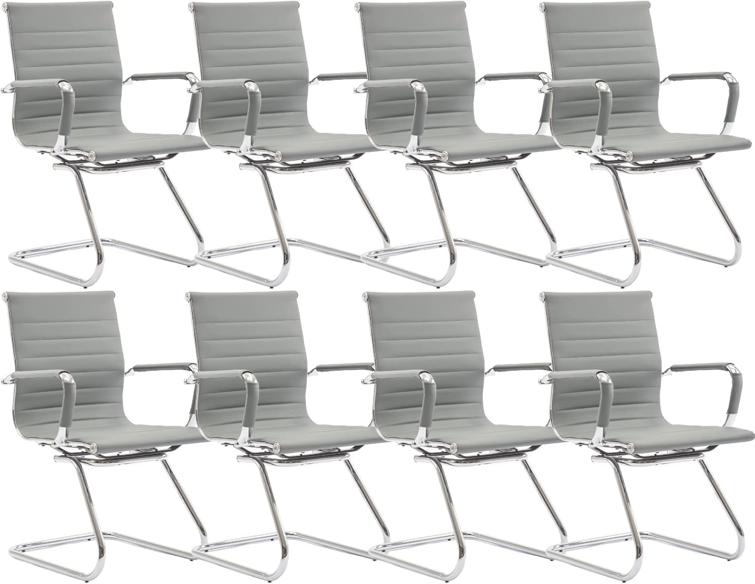HNY 8-Pack PU Leather Office Guest Chairs