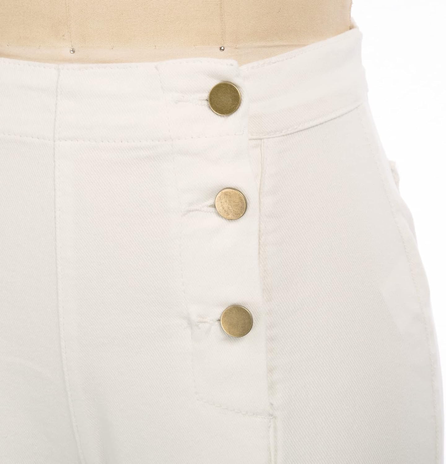 Belle Poque Women's High Waisted Wide Leg Jeans Button Decorated Casual Stretchy Demin Pants with Pockets - Image 2