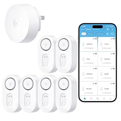 GoveeLife Upgraded Smart Water Leak Detector 1s with 1804ft Ultra-Long Range, WiFi Water Sensor with SMS/Email/APP Push and Sound Alarm,5-Year Battery Life, 5 Pack, Suit for Home, Basement, Kitchen