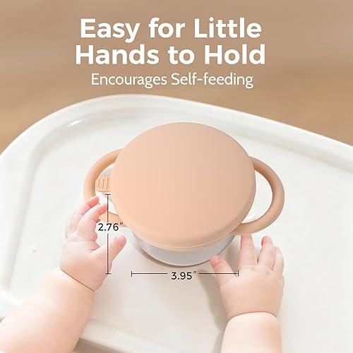Miniatura 3 de Stainless Steel Snack Cups with Silicone Food Catcher, Travel Lid, Spill-Proof Baby Toddler Food Containers, Dishwasher Safe, 2 Pack