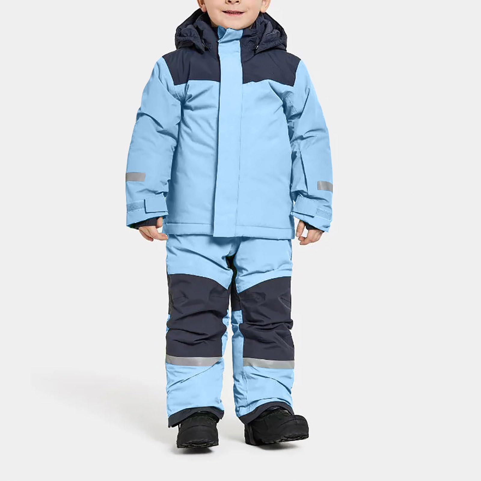 KHIRVWL Abbigliamento Sci Bambino Pantaloni Imbottiti Tuta da Neve di un Pezzo Bambini Invernale Outdoor Antivento, Calda, Impermeabile e Traspirante, Apertura con Cerniera
