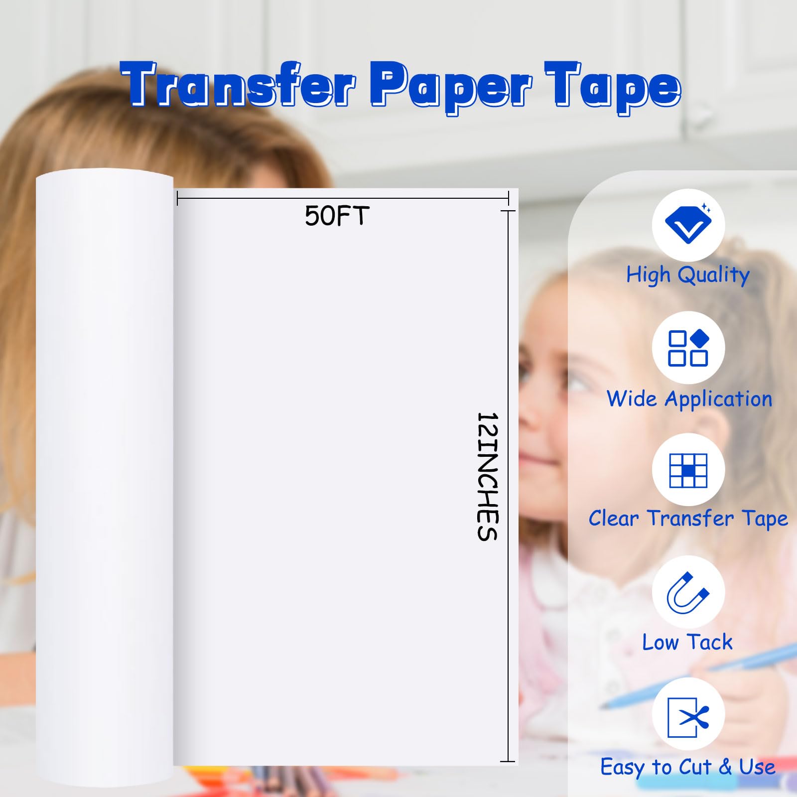 TECKWRAP Rouleau de ruban de transfert en vinyle transparent – 30,5 cm x 15,2 m – Ruban de transfert mat pour vinyle à faible adhérence – Démoulage facile pour décalcomanies, panneaux, fenêtres,