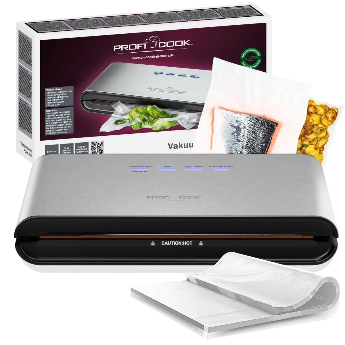 ProfiCook PC-VK 1080 Vakuumierer Vakuumiergerät 12 l/min Saugleistung Sous Vide Folienschweißgerät